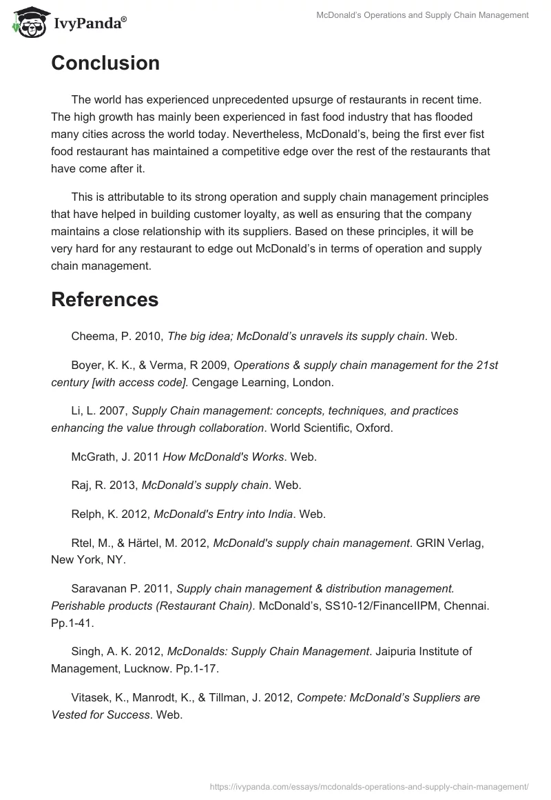 McDonald’s Operations and Supply Chain Management. Page 4