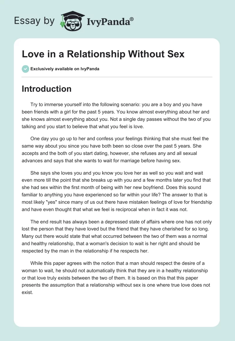 Love in a Relationship Without Sex. Page 1