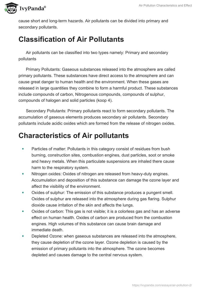 Air Pollution Characteristics and Effect. Page 2
