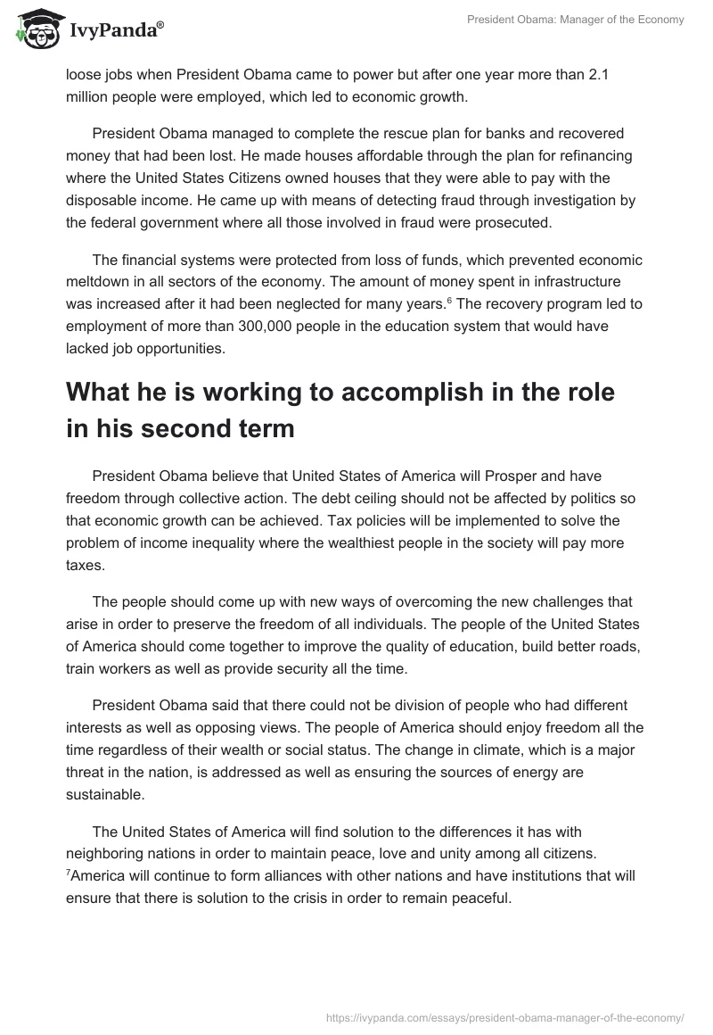 President Obama: Manager of the Economy. Page 3