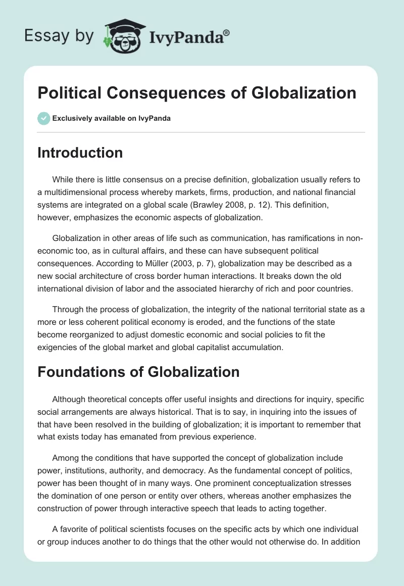 Political Consequences of Globalization. Page 1