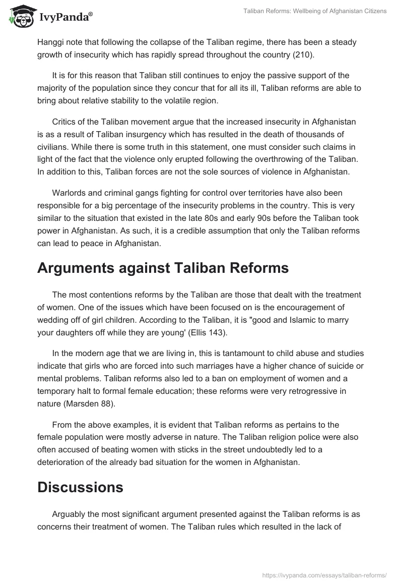 Taliban Reforms: Wellbeing of Afghanistan Citizens. Page 3