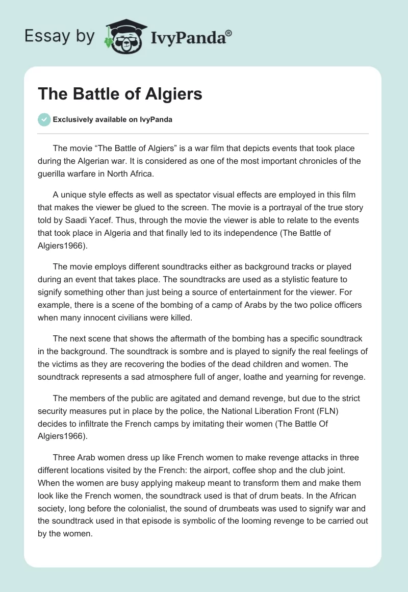 The Battle of Algiers. Page 1