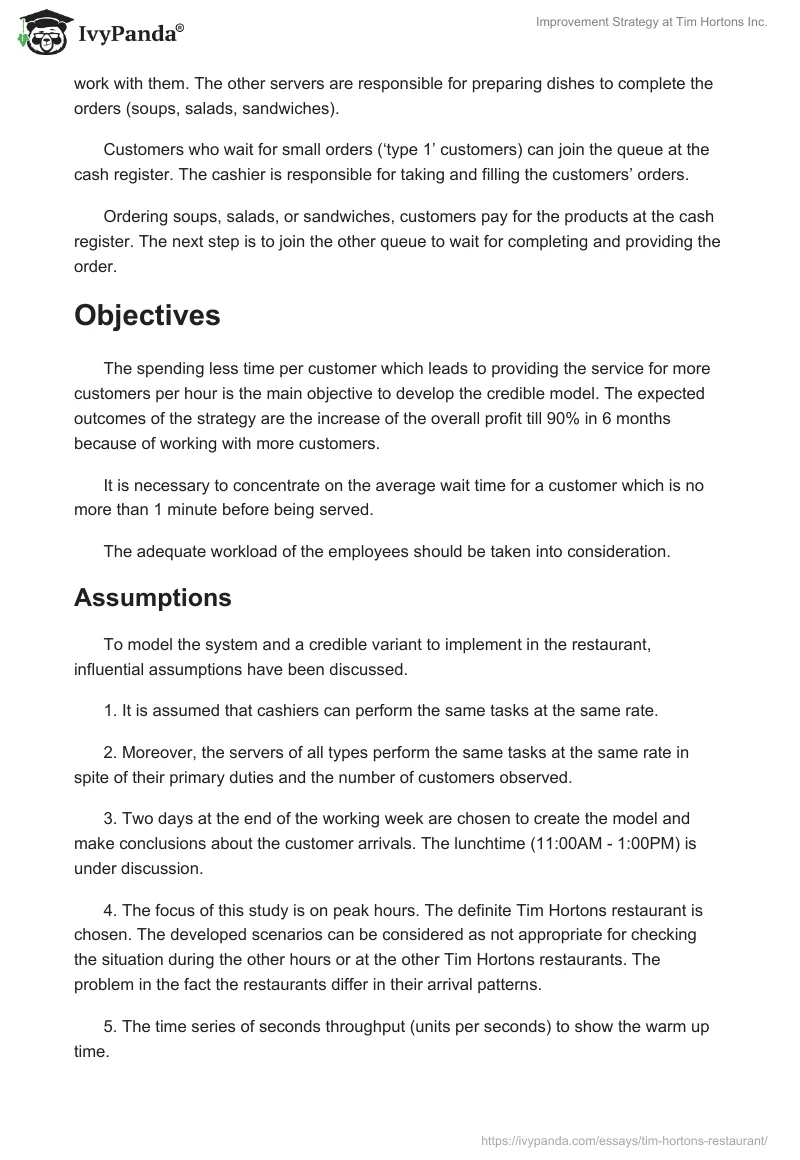 Improvement Strategy at Tim Hortons Inc.. Page 2