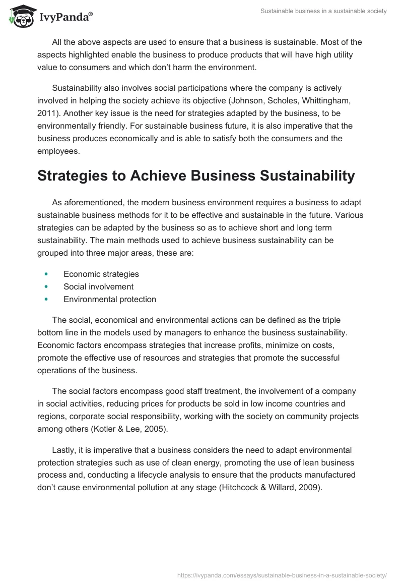 Sustainable business in a sustainable society. Page 2