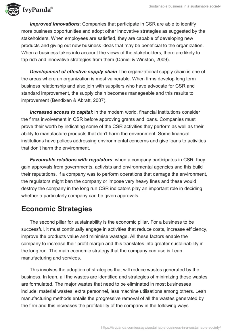 Sustainable business in a sustainable society. Page 5