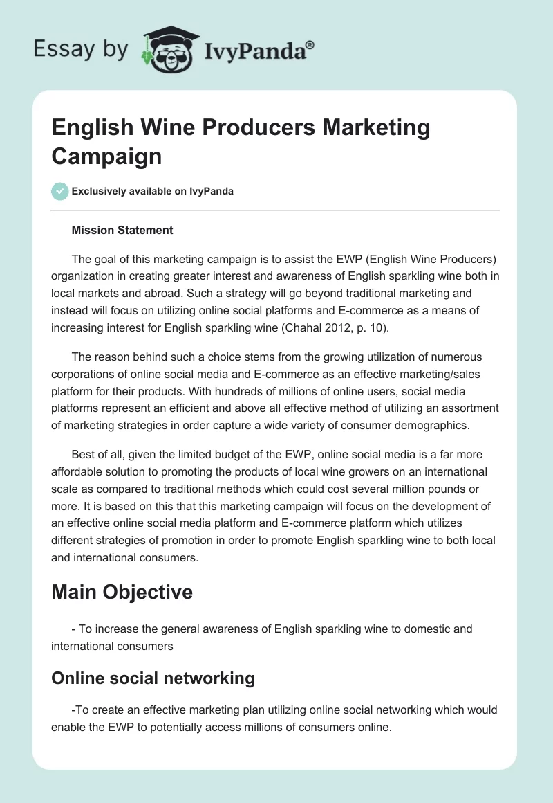 English Wine Producers Marketing Campaign. Page 1