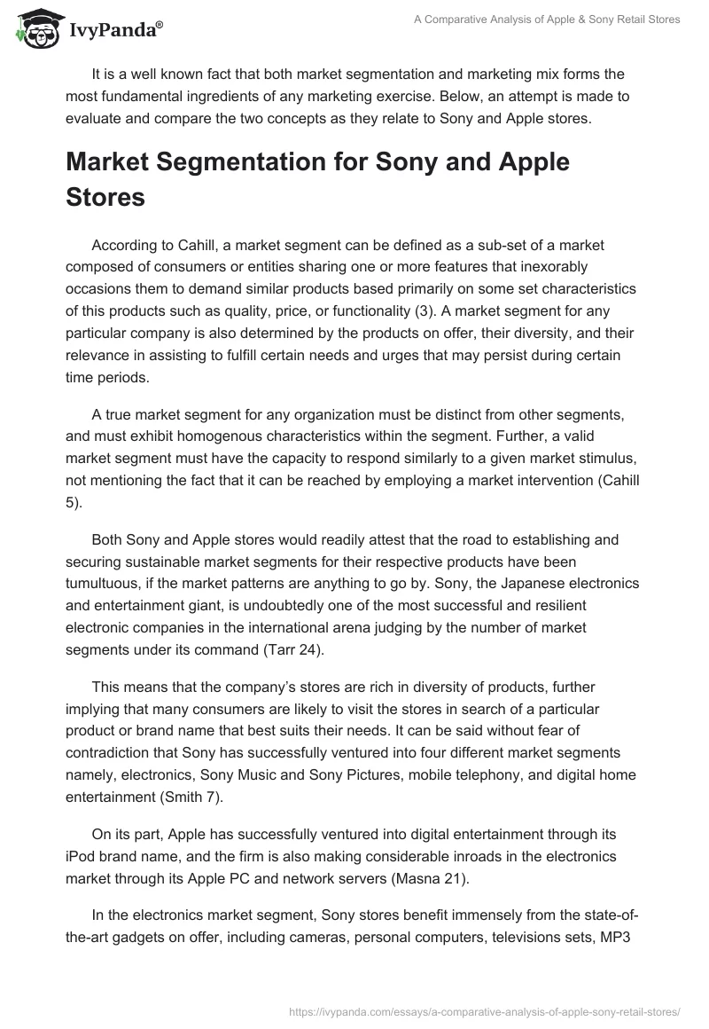 A Comparative Analysis of Apple & Sony Retail Stores. Page 2