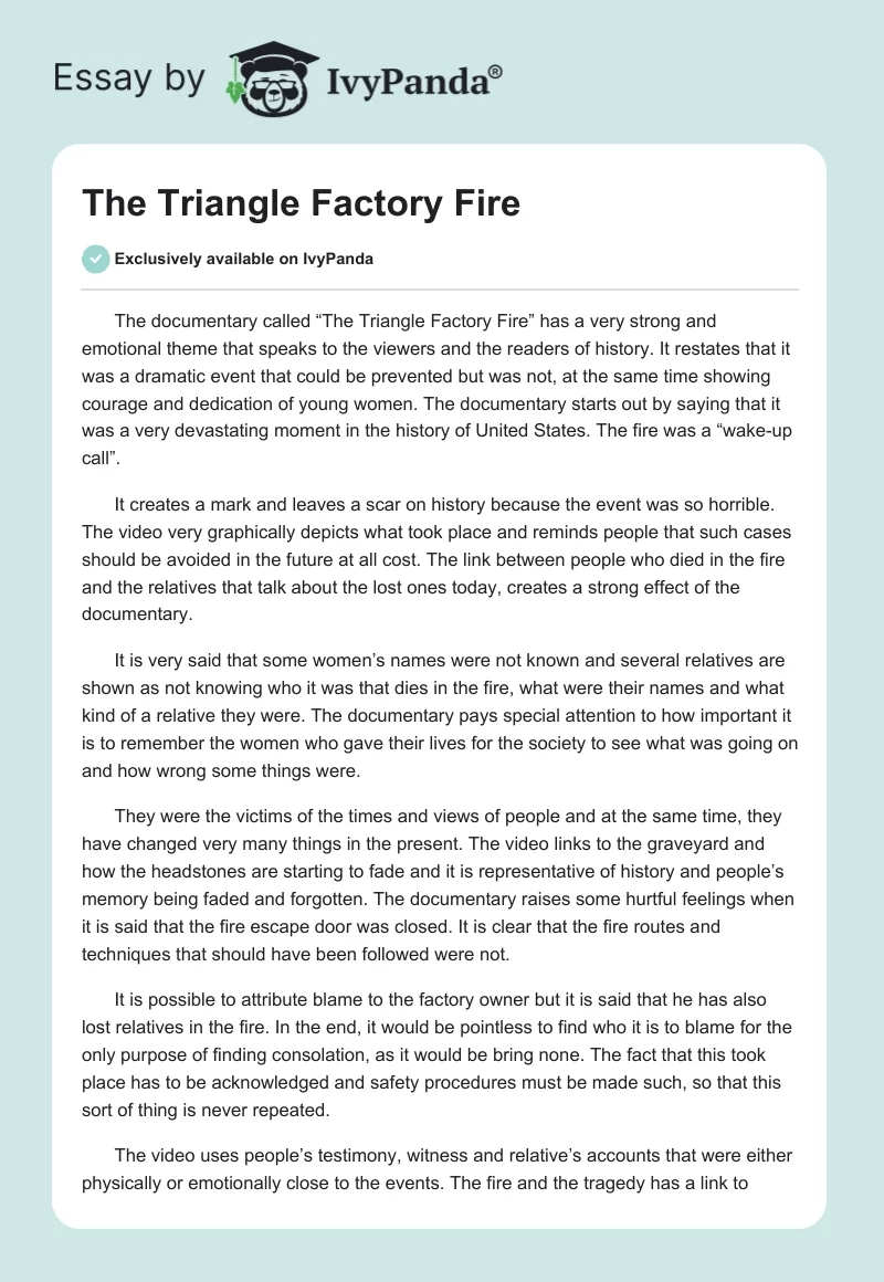 The Triangle Factory Fire. Page 1