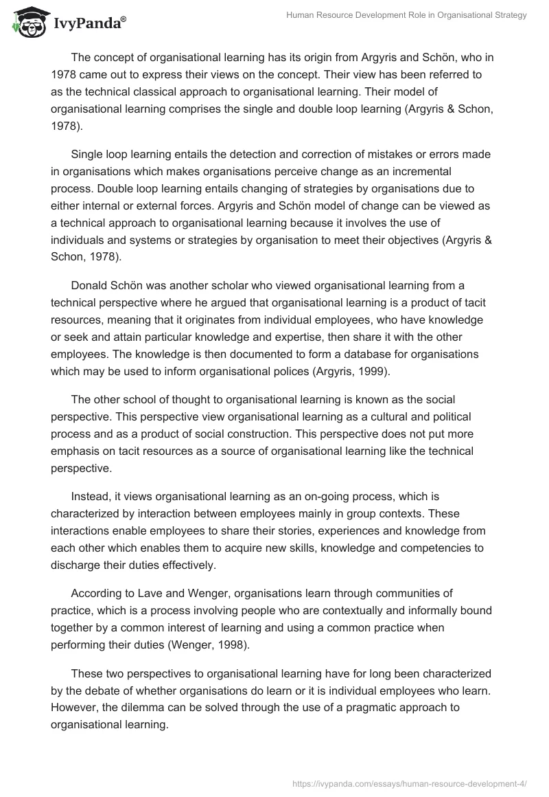 Human Resource Development Role in Organisational Strategy. Page 3