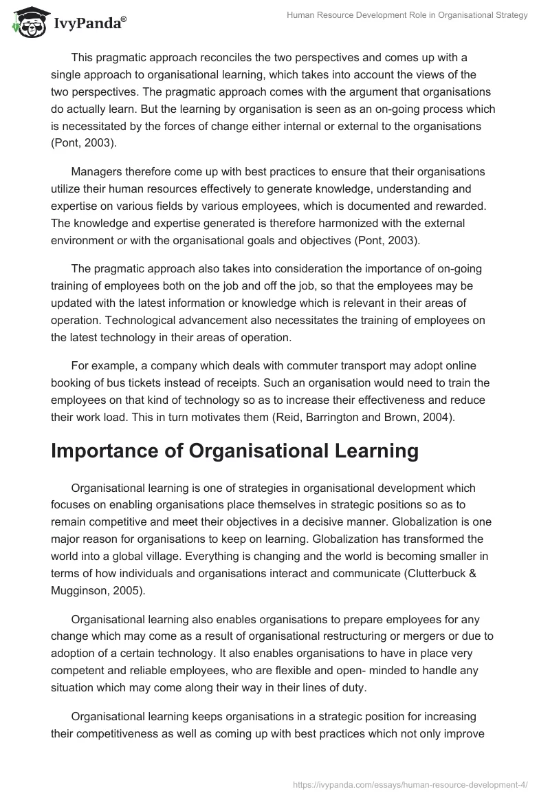 Human Resource Development Role in Organisational Strategy. Page 4