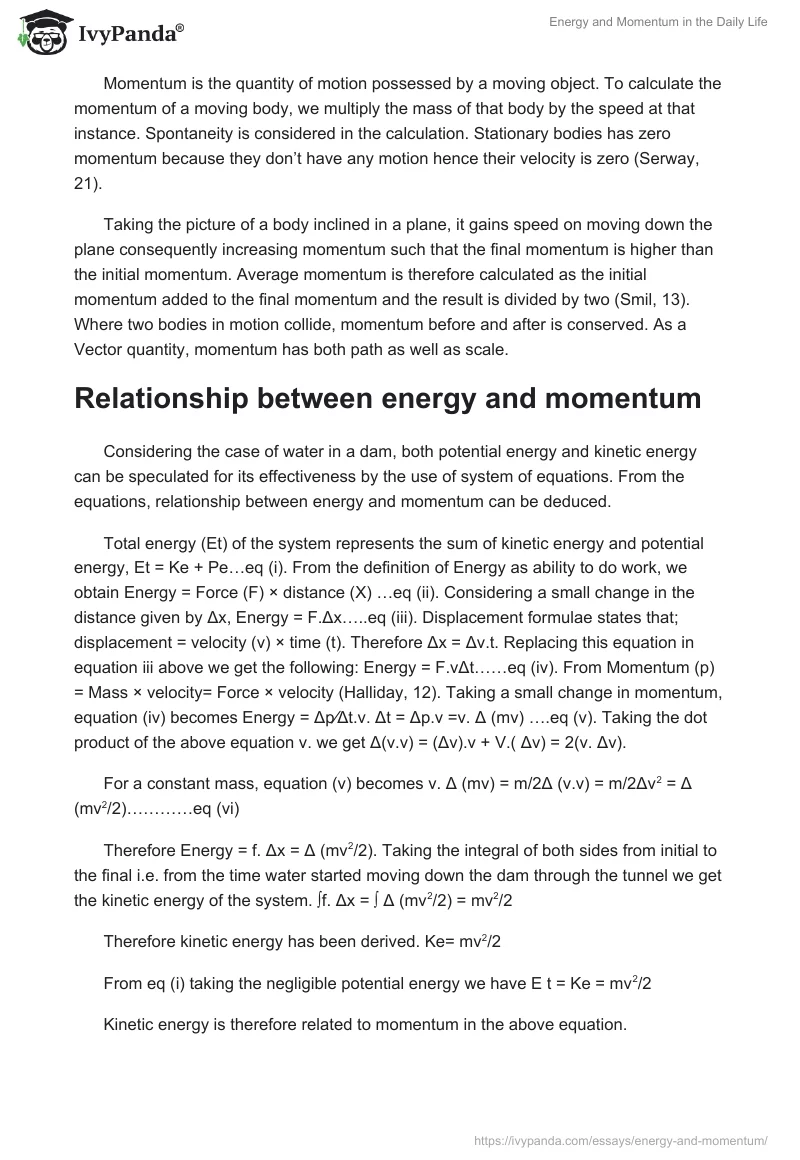 Energy and Momentum in the Daily Life. Page 2