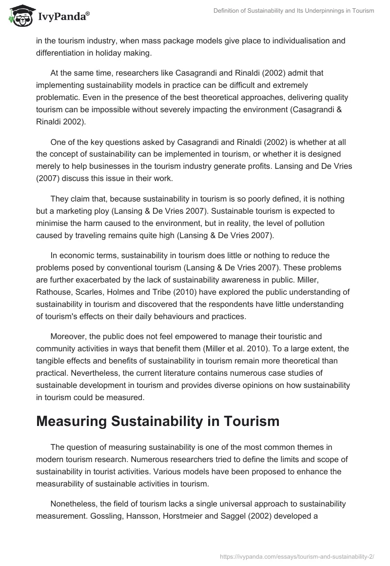 Definition of Sustainability and Its Underpinnings in Tourism. Page 4