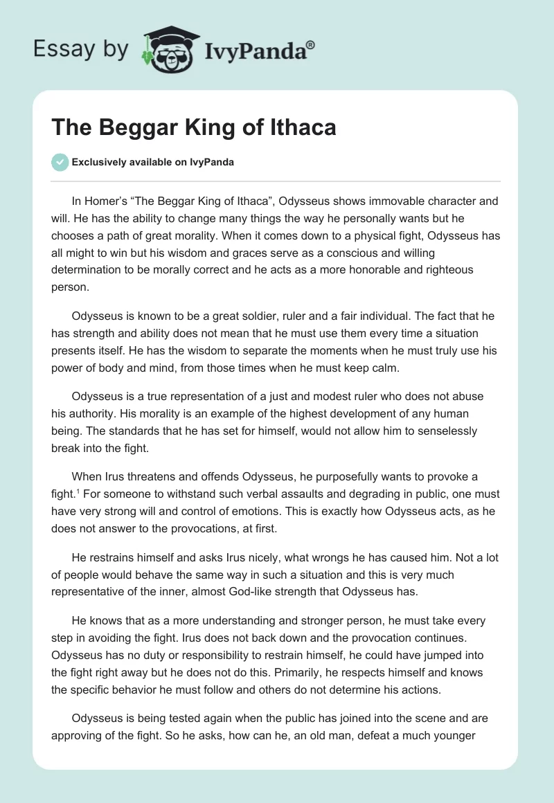 The Beggar King of Ithaca. Page 1