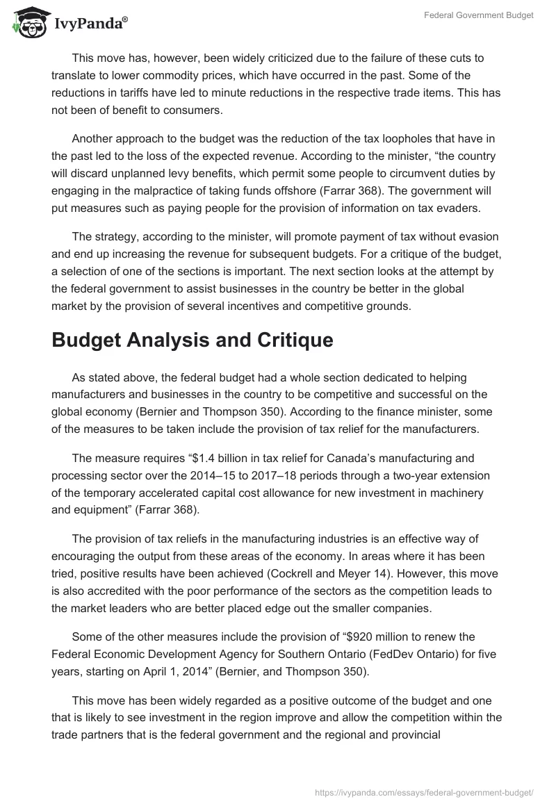 Federal Government Budget. Page 3