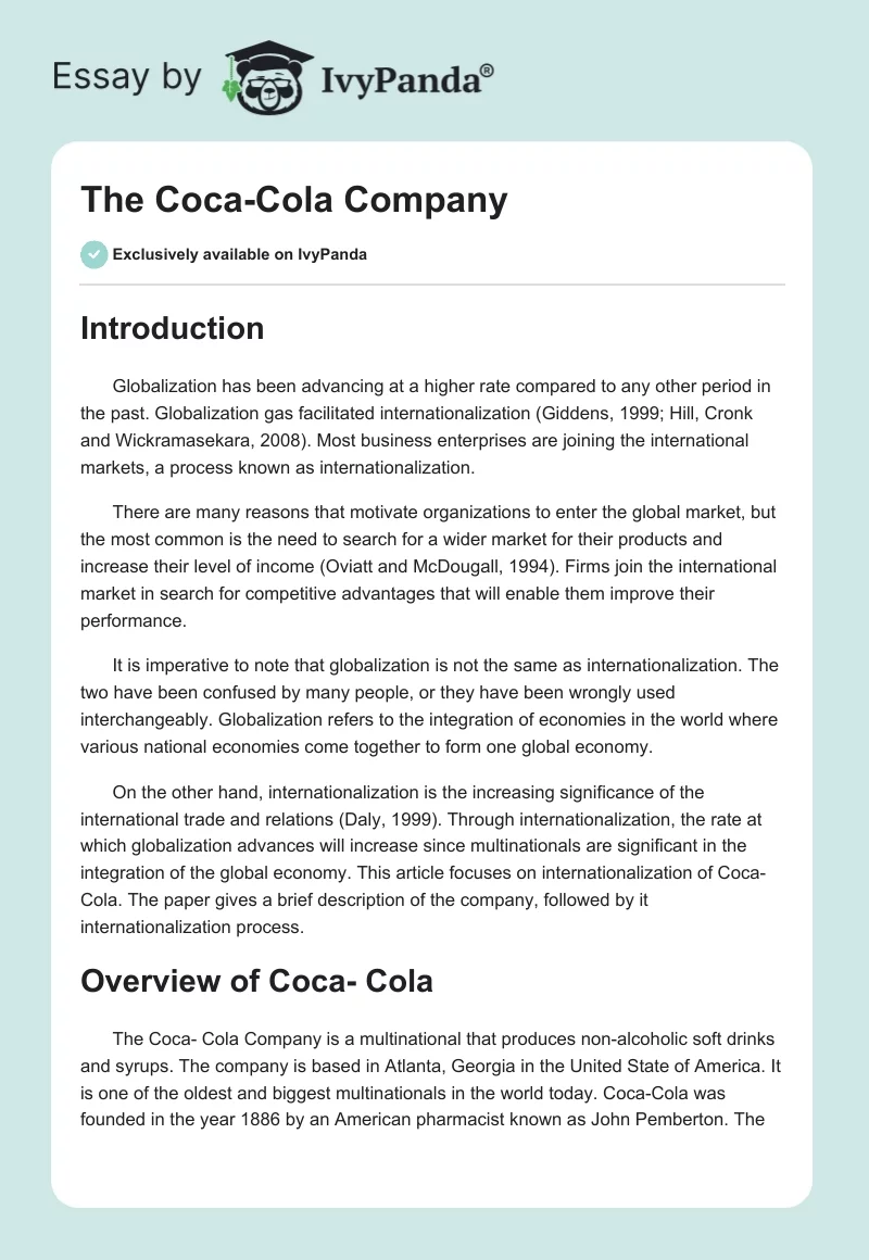 The Coca-Cola Company: Refresh the World. Make a Difference