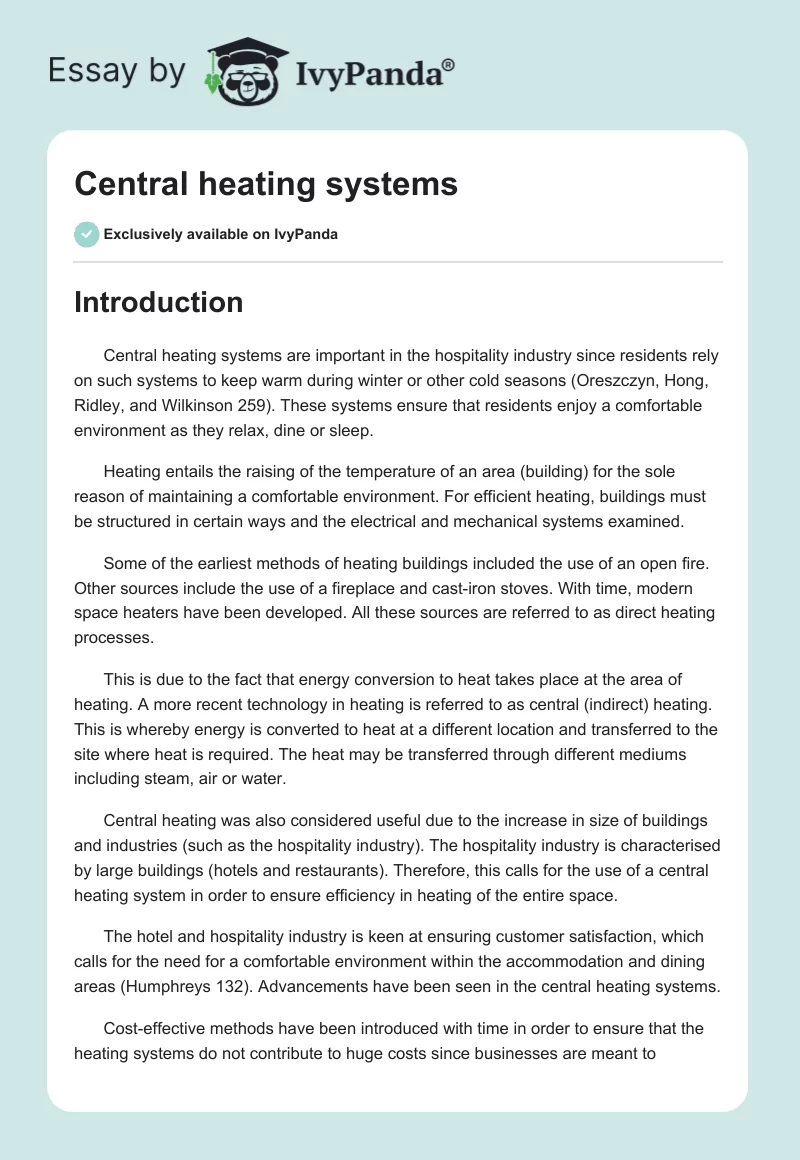 Central heating systems. Page 1