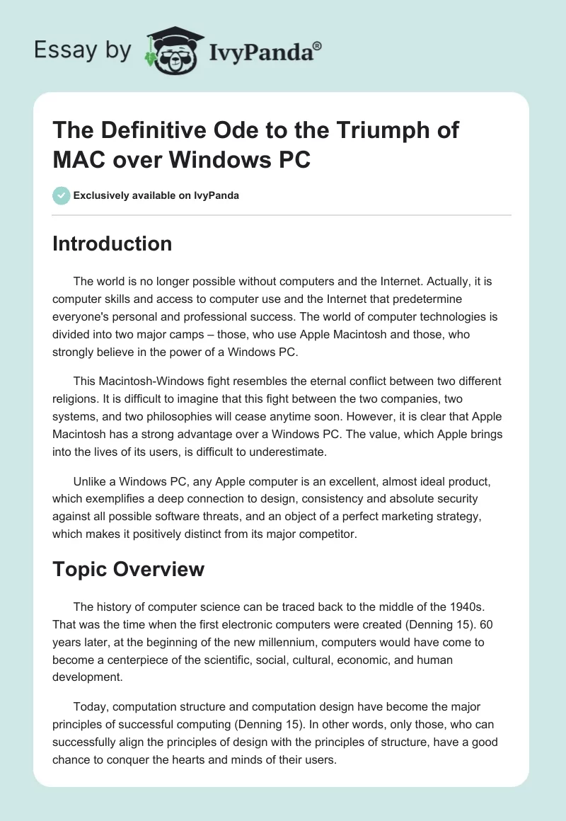 The Definitive Ode to the Triumph of MAC over Windows PC. Page 1
