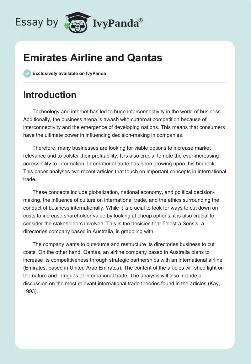 Emirates Airline and Qantas. Page 1