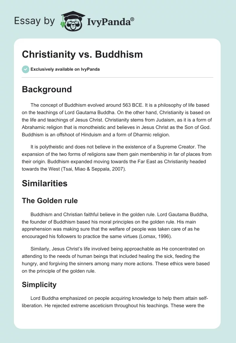 Christianity vs. Buddhism. Page 1