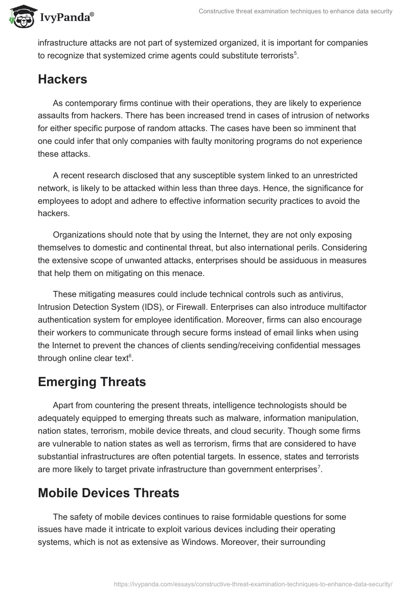 Constructive threat examination techniques to enhance data security. Page 3