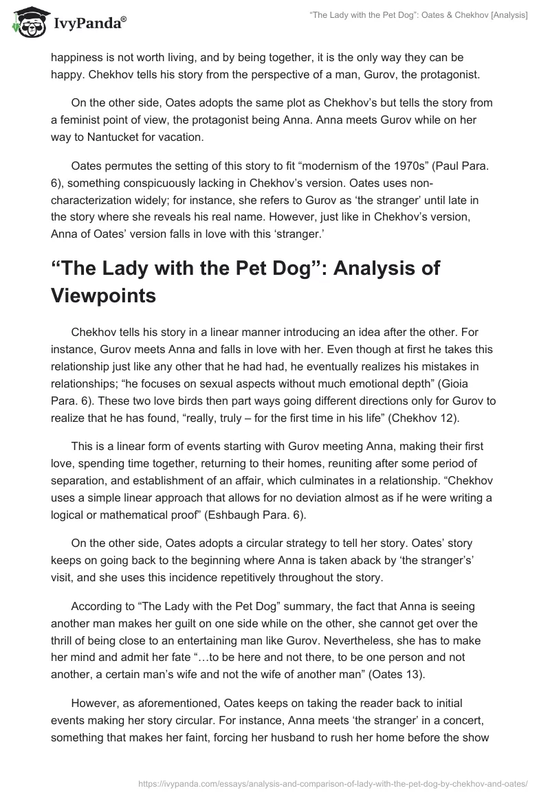 “The Lady with the Pet Dog”: Oates & Chekhov [Analysis]. Page 2