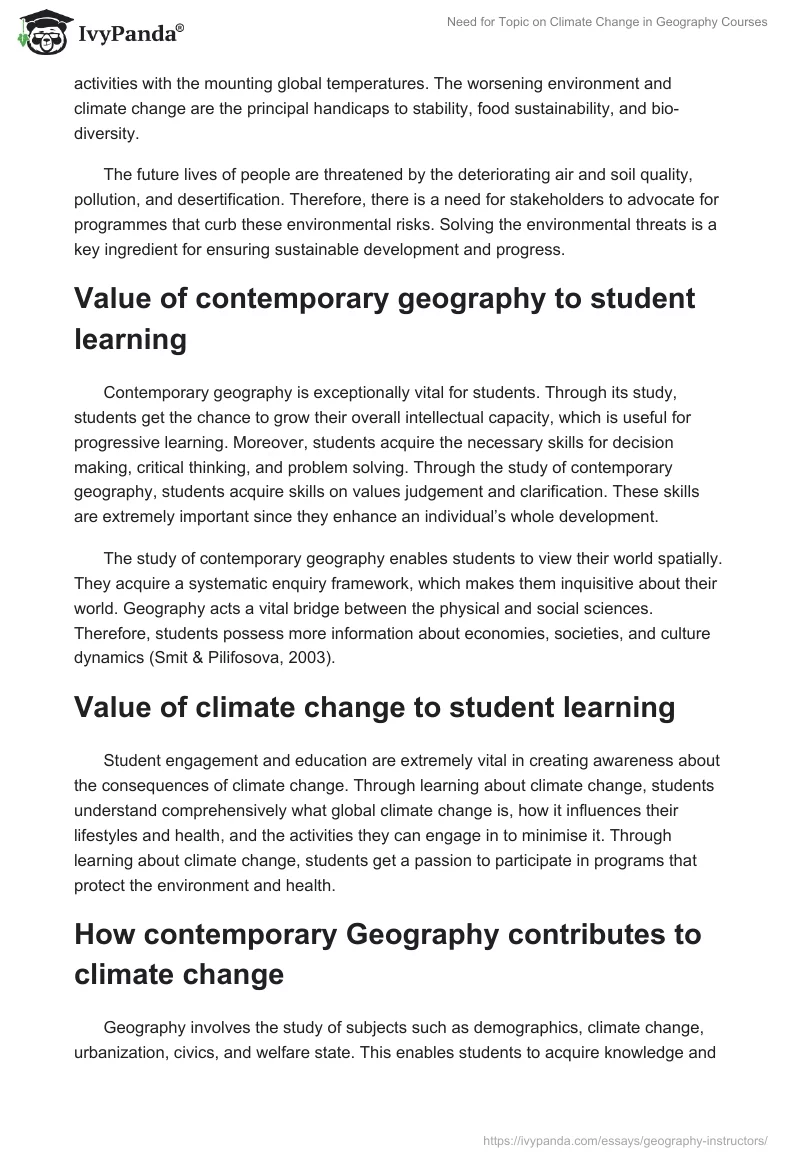 Need for Topic on Climate Change in Geography Courses. Page 2