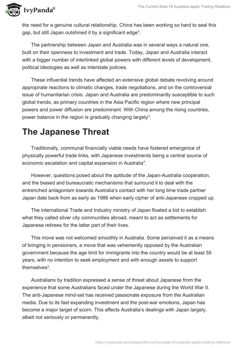 The Current State of Australia-Japan Trading Relations. Page 2