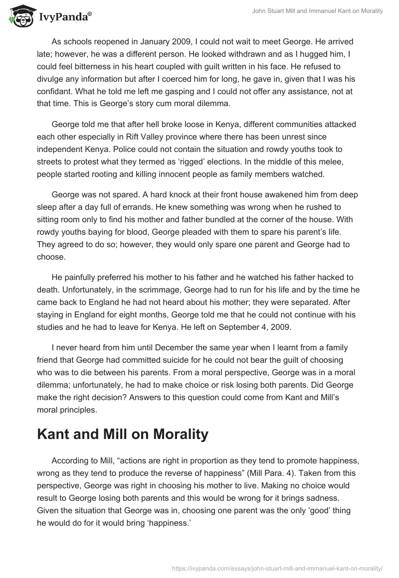 John Stuart Mill and Immanuel Kant on Morality. Page 2