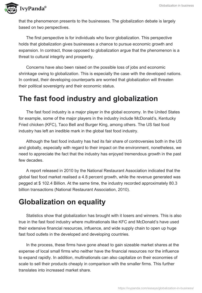 Globalization in business. Page 2