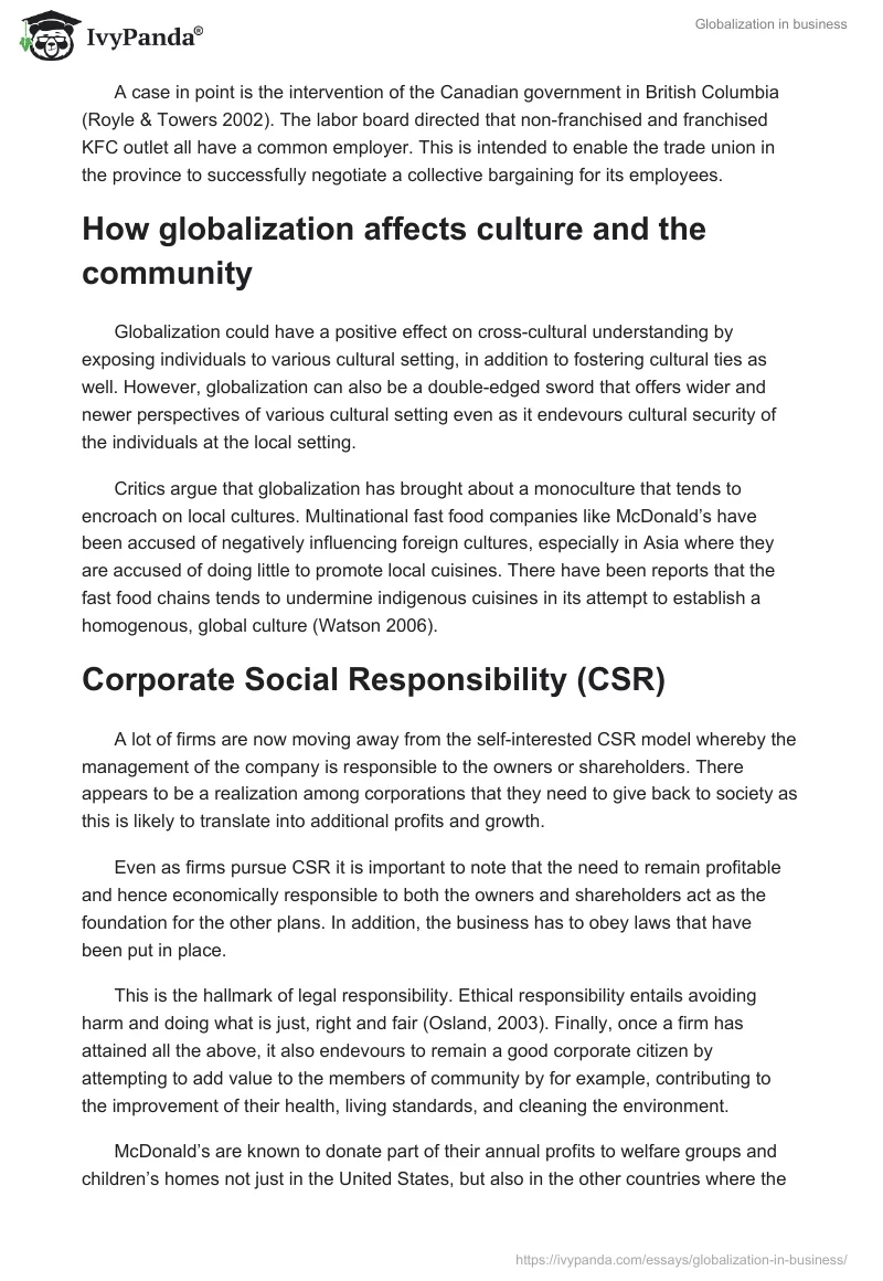 Globalization in business. Page 4