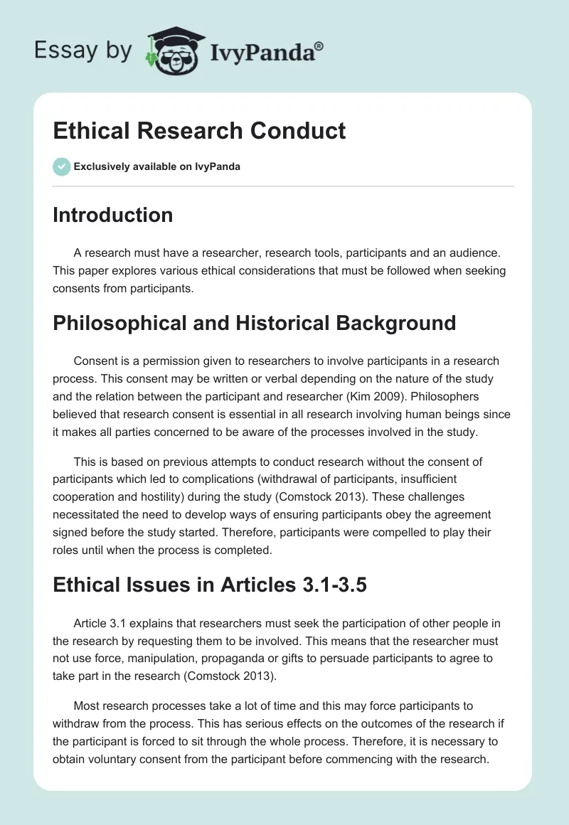 Ethical Research Conduct. Page 1