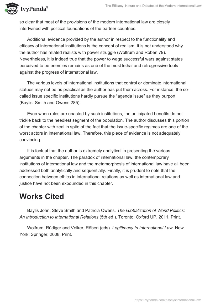 The Efficacy, Nature and Debates of the Modern International Law. Page 2