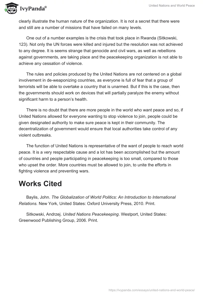 United Nations and World Peace. Page 2