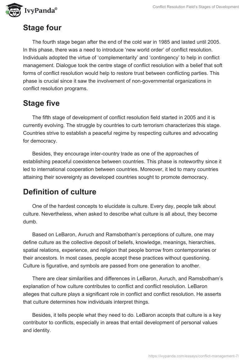 Conflict Resolution Field’s Stages of Development. Page 2
