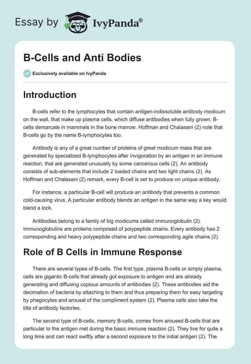 B-Cells and Anti Bodies. Page 1