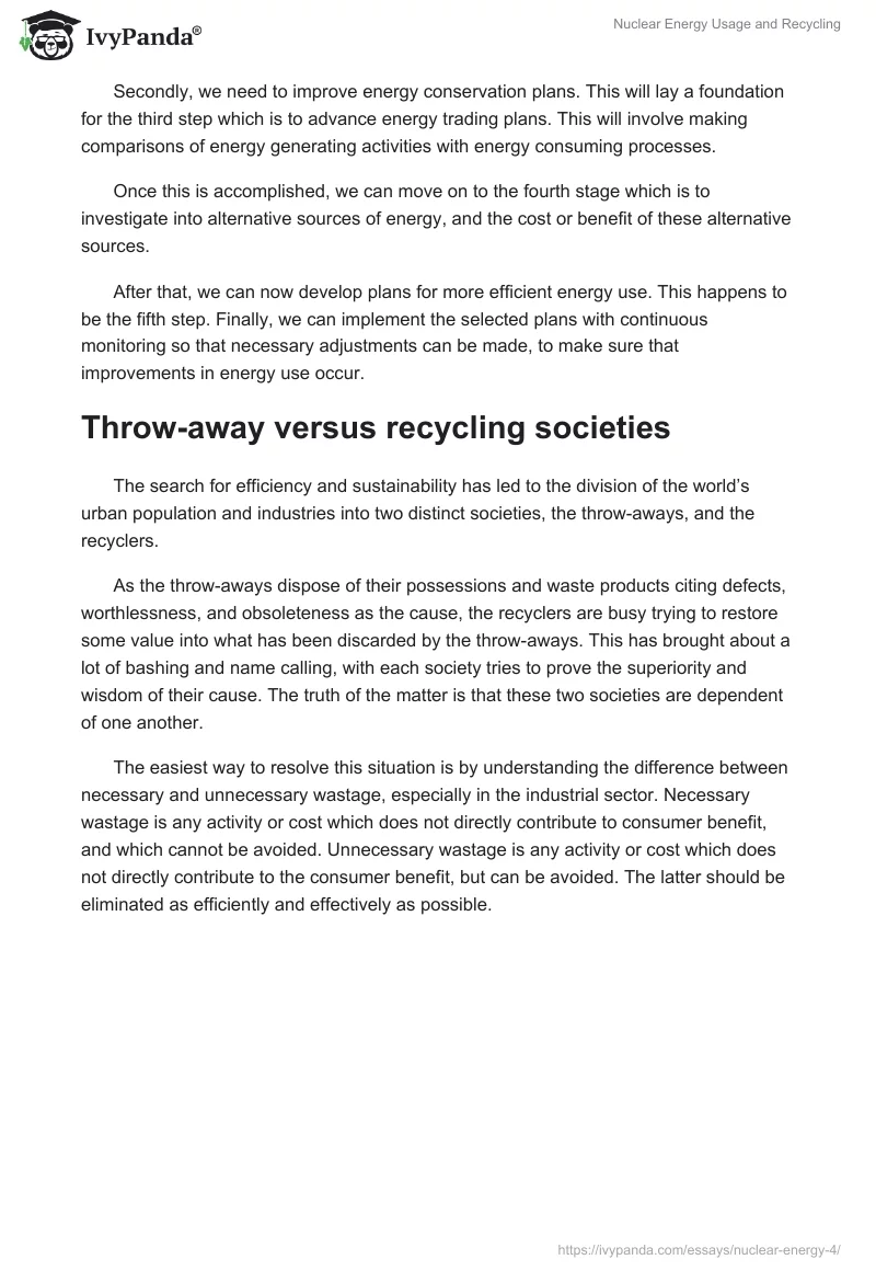 Nuclear Energy Usage and Recycling. Page 3