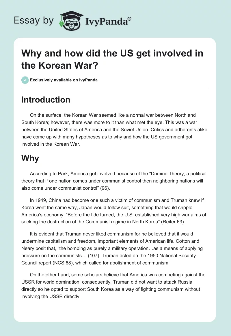 korean war research paper topics
