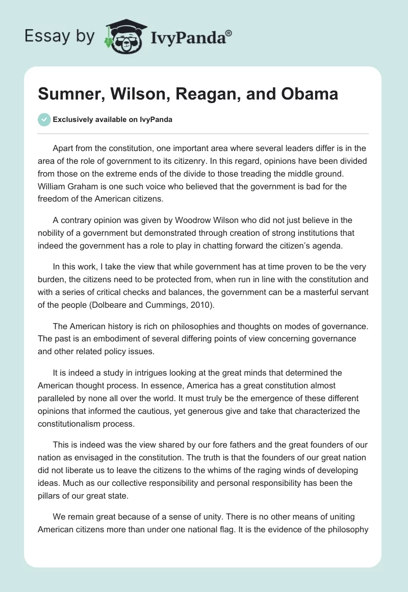 Sumner, Wilson, Reagan, and Obama. Page 1