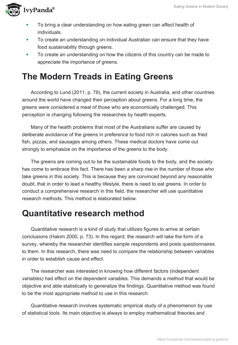 Eating Greens in Modern Society. Page 2