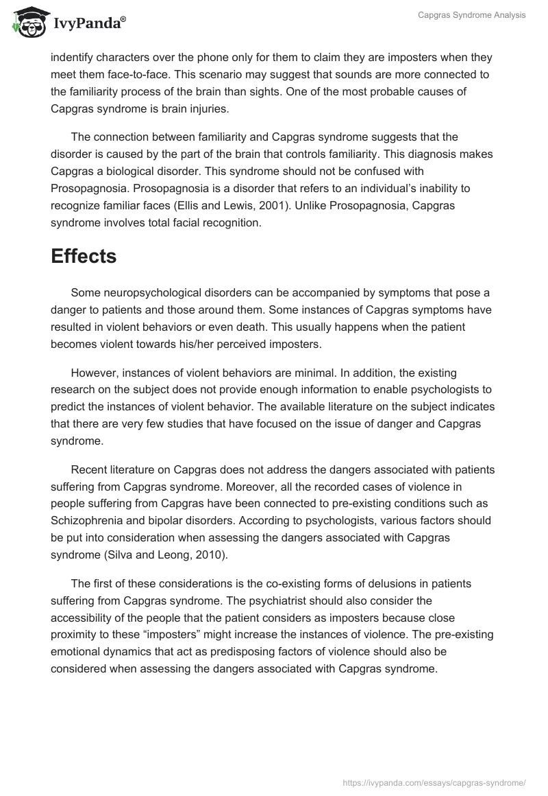 Capgras Syndrome Analysis. Page 3