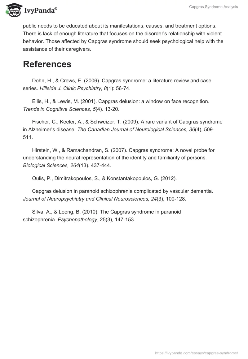 Capgras Syndrome Analysis. Page 5