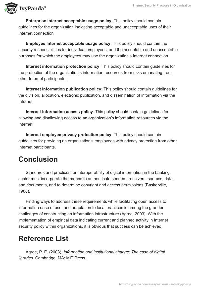 Internet Security Practices in Organization. Page 3