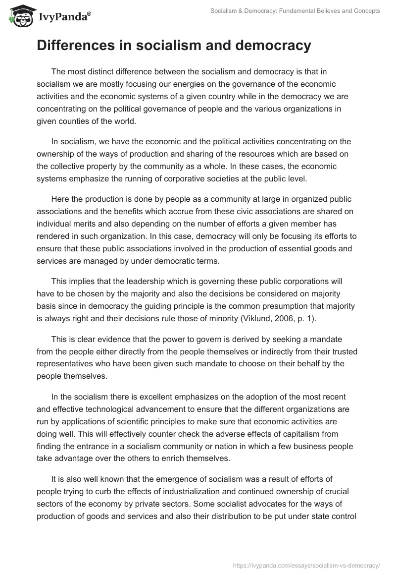 Socialism & Democracy: Fundamental Believes and Concepts. Page 2