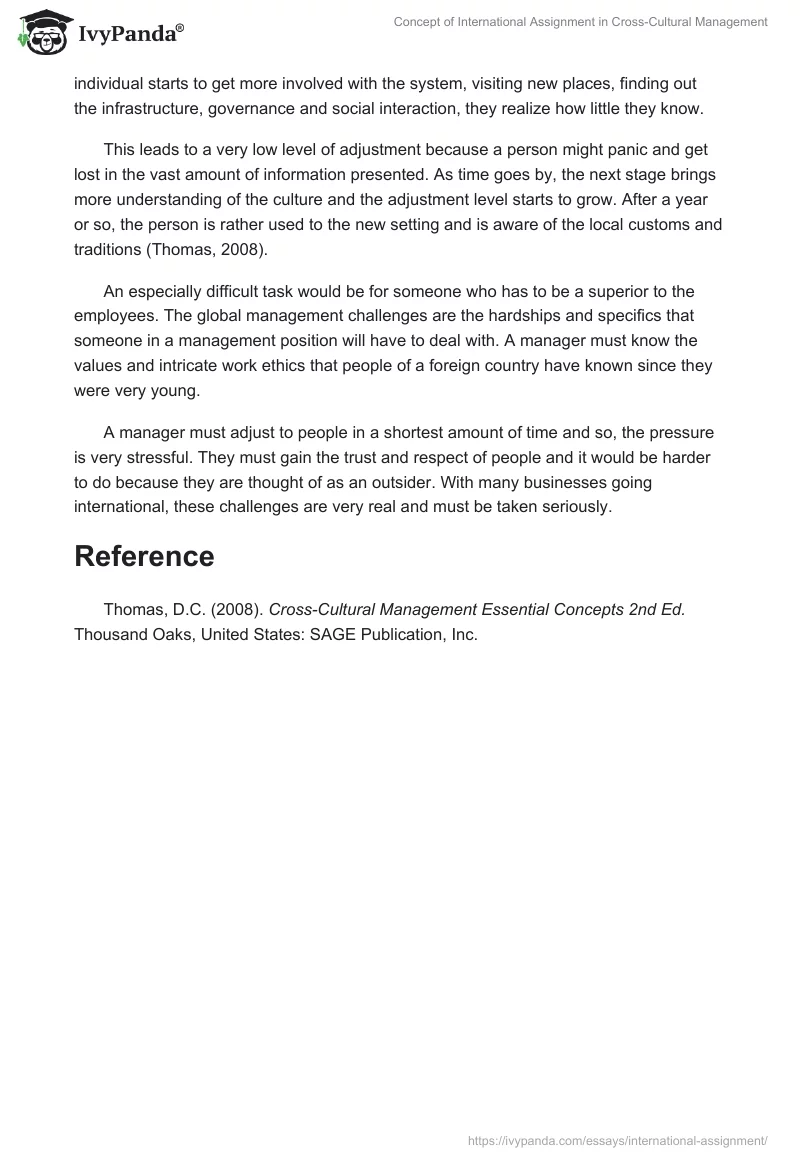 Concept of International Assignment in Cross-Cultural Management . Page 2