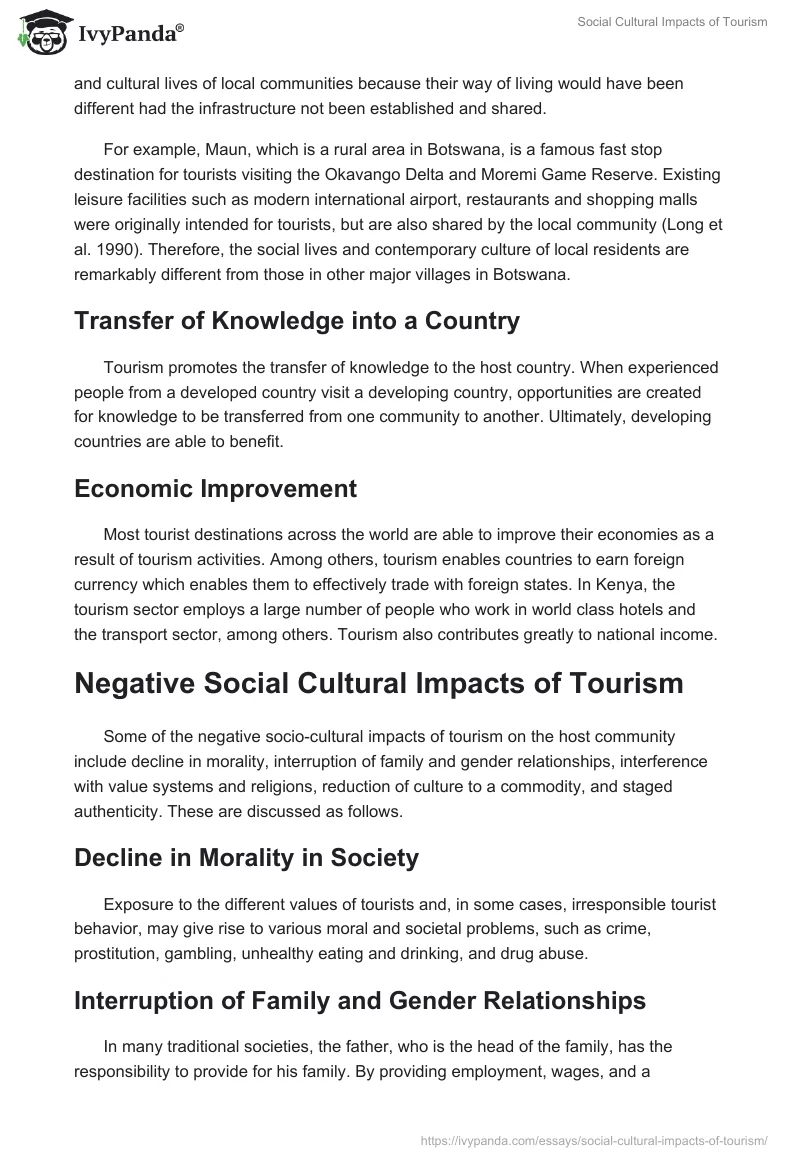 Social Cultural Impacts of Tourism. Page 2