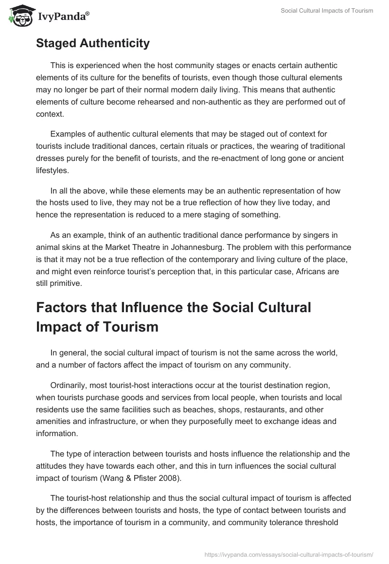 Social Cultural Impacts of Tourism. Page 4