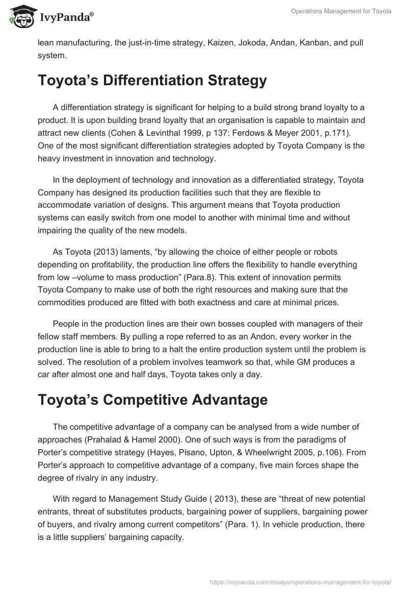 Operations Management Case Study: Toyota. Page 3