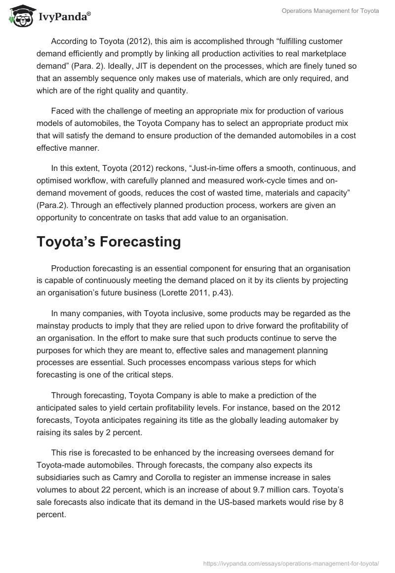Operations Management Case Study: Toyota. Page 5