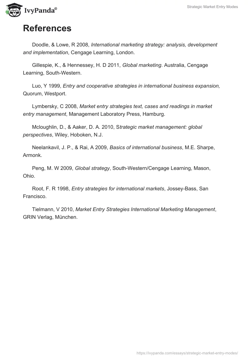 Strategic Market Entry Modes. Page 5
